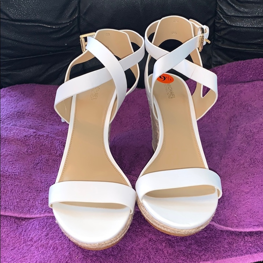 Michael Kors white open-toe wedge espadrilles - Picture 1 of 4